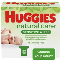 Huggies Natural Care Sensitive Baby Wipes, Unscented, 3 Refill Packs (624 Wipes Total)