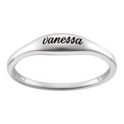 Personalized Women's Sterling Silver or Gold over Silver Engraved Oval Stackable Ring
