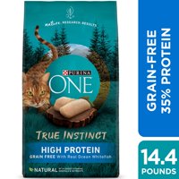 [Multiple Sizes] Purina ONE Natural, High Protein, Grain Free Dry Cat Food, True Instinct With Real Ocean Whitefish