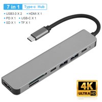 PersonalhomeD USB C Hub 7-in-1 Type C Hub Adapter with HD USB 3.0 Ports SD Micro Card Reader USB-C Power Delivery;USB C Hub 7-in-1 Type C Hub Adapter with USB-C Power Delivery