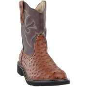 Roper Chunk Rider Ostrich Round Toe   Womens  Western Cowboy Boots   Mid Calf Low Heel 1-2" - Tan