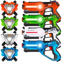 Best Choice Products Set of 4 Infrared Laser Tag Blaster & Vest Set for Kids & Adults - Orange/Green/White/Blue