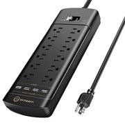 Witeem Power Strip, Witeem Surge Protector With 12-Outlet (1875W/15A, 4360Joules) And 4 Usb Charging Ports (5V/6A, 30W), 6Ft Extension Cord, Wall Mountable Overload Protection Outlet For Home & Offic