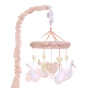 Baby Girl Musical Crib Mobile - Pink Swans and Hearts - Grace Collection by The Peanut Shell