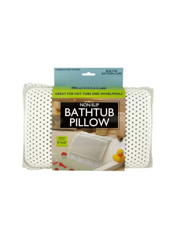 Kole - Non-Slip Comfort Bathtub Pillow Durable Soft Material with Suction Cups 11"x12"- White