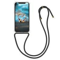 kwmobile Crossbody Case Compatible with Apple iPhone Xs Max - Clear TPU Phone Cover with Lanyard Cord Strap - Transparent/Black