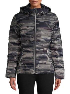 Time and Tru Women's Packable Puffer Jacket with Hood