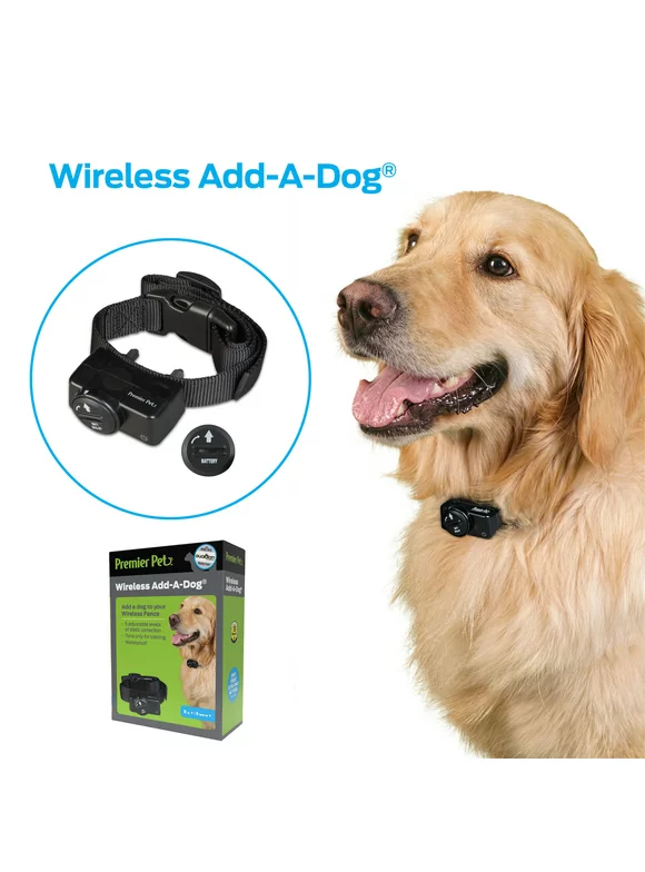 Premier Pet Wireless Add-A-Dog: Adds Unlimited Dogs to Premier Pet Wireless Fence, Additional or Replacement Collar, Adjustable, Waterproof, Tone & Static Correction, Low Battery Indicator
