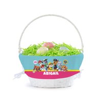 Paw Patrol Personalized Easter Basket with Custom Name Printed on Blue and Pink Liner, Pup Pals