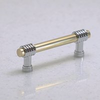 Polished Brass and Polished Chrome Cabinet Pull Handle - 3" Home Centers, 4" Overall Length, 1" Height
