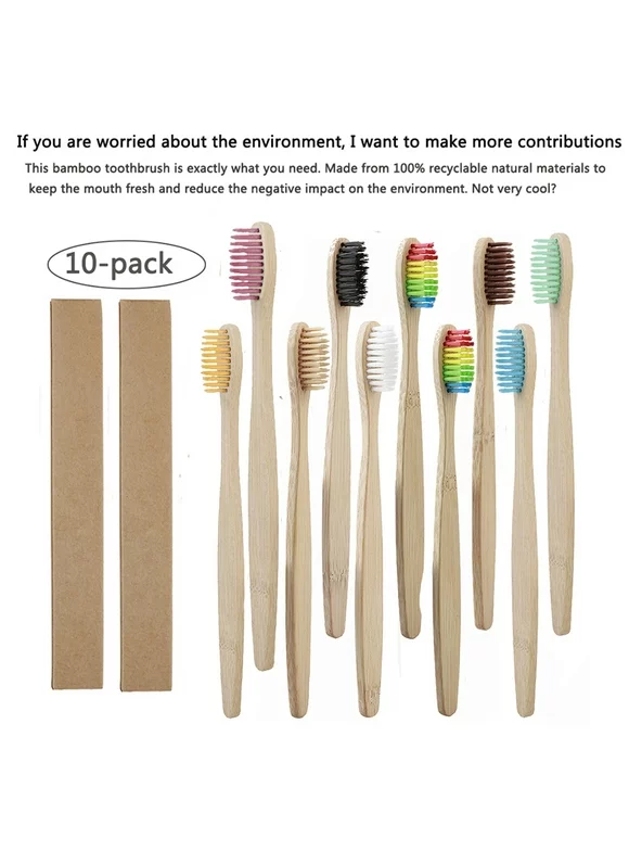 Kids Toothbrush Natural Bamboo Toothbrushes, 100% Eco-Friendly & Biodegradable Wooden Toothbrush Soft Bristles Toddler Toothbrush, Perfect for Home and Travel
