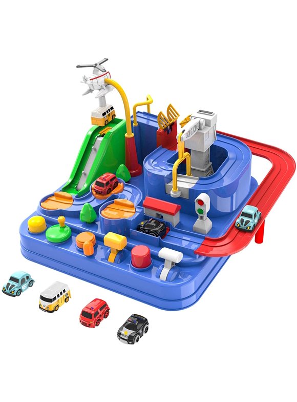 Race Tracks for Boys Car Adventure Toys for 3 4 5 6 7 8 Year Old Boys Girls, City Rescue Preschool Educational Toy Vehicle Puzzle Car Track Playsets for Toddlers, Kids Toys Boy Toys Gifts