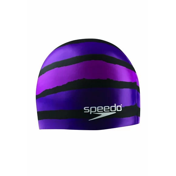 Speedo Silicone 'Flash Forward' Swim Cap, Adult, Black/Purple