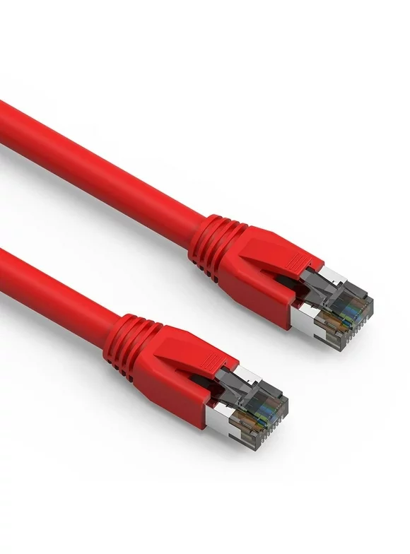 SF Cable Cat8 Shielded (S/FTP) Ethernet Cable, 50 feet - Red