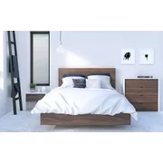 Nexera Identi-T 4 Piece Bedroom Set, White & Walnut