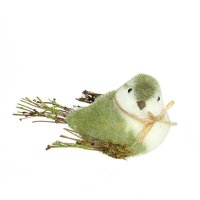 8.25" Green, White and Brown Decorative Spring Bird Table Top Figure