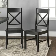Manor Park Traditional Wood Dining Chairs, Set of 2, Antique Black