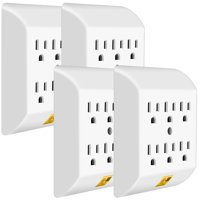 Multi Plug Outlet 4 PACK, ANKO Wall Mount power strip with 6 Outlet Tap(4 PACK)