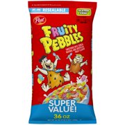 Post Fruity PEBBLES Cereal, Gluten Free, 10 Essential Vitamins and Minerals, Sweetened Rice Cereal, 36 Ounce