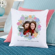 Personalized Floral Photo Throw Pillow