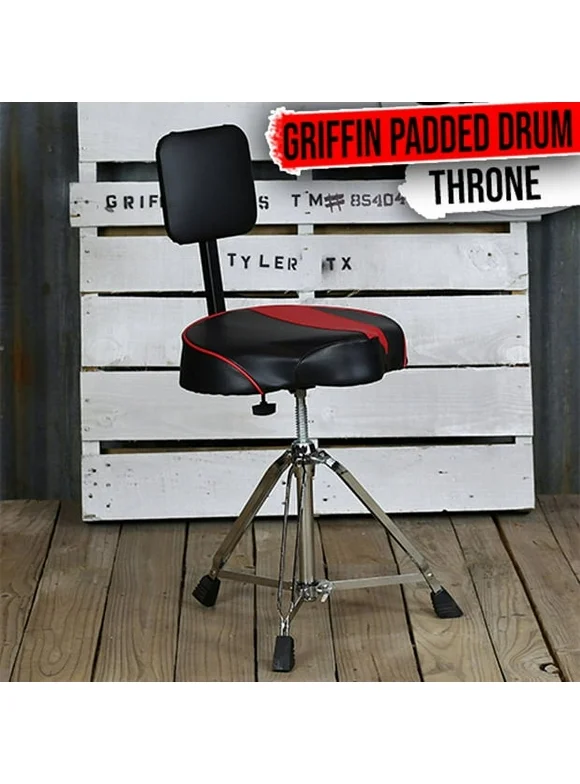 Saddle Drum Throne Backrest Support - Biker Seat Padded Music Guitar Stool Chair