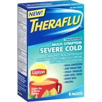 4 Pack - Theraflu Nighttime Multi Symptom Severe Cold, Lipton Green Tea & Citrus Flavors 6 ea