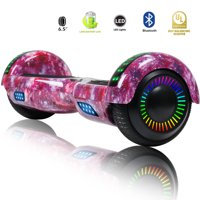 SISIGAD Hoverboard Two-Wheel Self Balancing Scooter 6.5" with Bluetooth Speaker and LED Lights Electric Scooter without Free Carry Bag Child present UL 2272 Certified Star purple