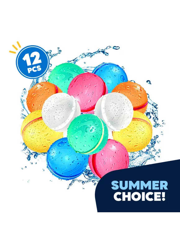 12PC Reusable Water Magnetic Balloons for Kids, Latex-Free Silicone Water Splash Magnets Balls, Self-Sealing Water Balloon for Kids Adults Outdoor Activities Water Games Toy Summer Fun Party Supplies