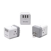 Aduro Multiple Plug Outlet Extender with USB Charger Surge Protector PowerUp Squared Wall Plug Expander Electrical Adapter with 3 Multi Outlets & 3 USB Ports White