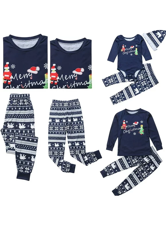 Calsunbaby Christmas Family Matching Pajamas PJs Set Dad Mum Kids Baby Xmas Sleepwear