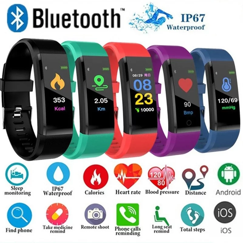 Waterproof IPX7 Activity Tracker Fitness Watch with Heart Rate Monitor - Blood Pressure Monitor Bracelet - Smart Watch with Sleep Monitor, Calorie Counter, Pedometer