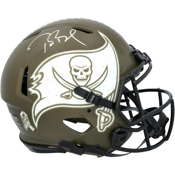 Tom Brady Tampa Bay Buccaneers Autographed Riddell 2022 Salute To Service Speed Authentic Helmet