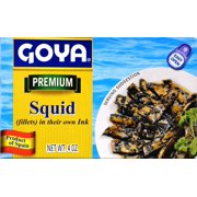 (2 Pack) Goya Premium Squid Fillets in Squid Ink, 4 oz Can