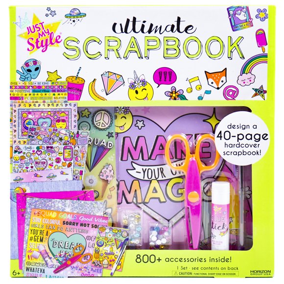 Horizon Group Just My Style Ultimate Scrapbook Kit, DIY Gift for Kids, Includes 800+ Accessories, Ages 6+