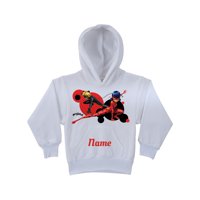 Personalized Miraculous Ladybug and Cat Noir White Youth Hoodie, White