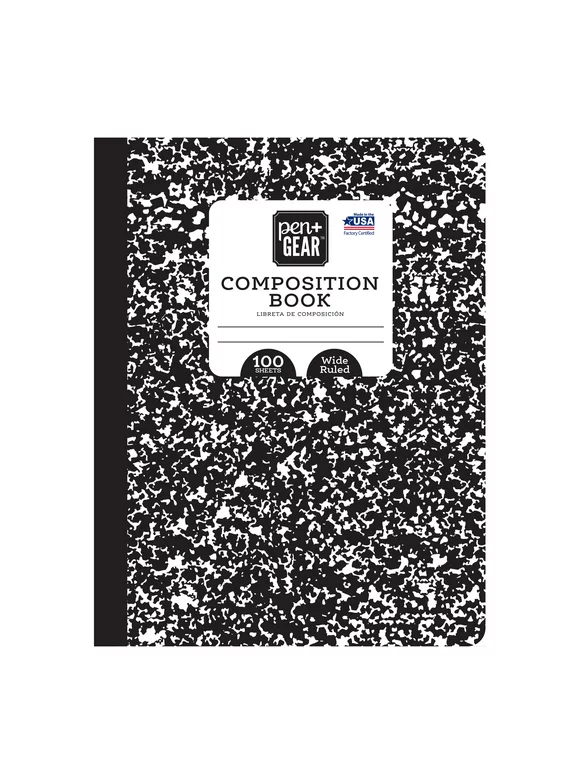 Pen + Gear Composition Book, Wide Ruled, 100 Pages, 9.75" x 7.5"