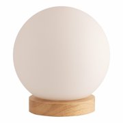 Iris Table Lamp Natural Wooden Base with Round Glass Shade
