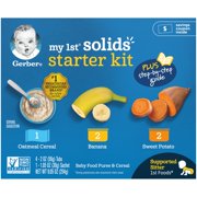(Pack of 2) Gerber My 1st Solids Starter Kit, Oatmeal Cereal, Sweet Potato, Banana Baby Food
