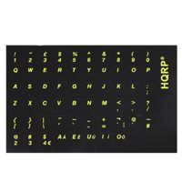 HQRP New USA UK Laminated QWERTY Keyboard Stickers for All PC & Laptops with Yellow Lettering on Black Background