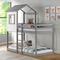 Tree Bunk Bed - Rustic White w/ light gray frame