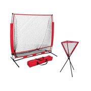 ZENY 5' x 5' Baseball Softball Practice Hitting Pitching Batting Net with Bow Frame,Carry Bag, + Ball Caddy