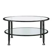 36" Black Distressed finish Glass Round Cocktail Table