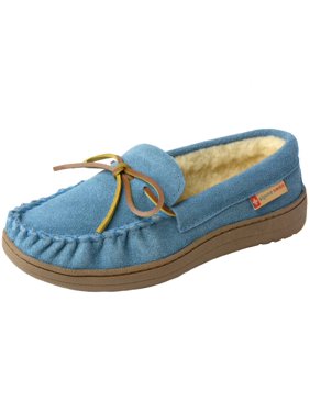 Alpine Swiss Sabine Womens Suede Shearling Moccasin Slippers House Shoes Slip On