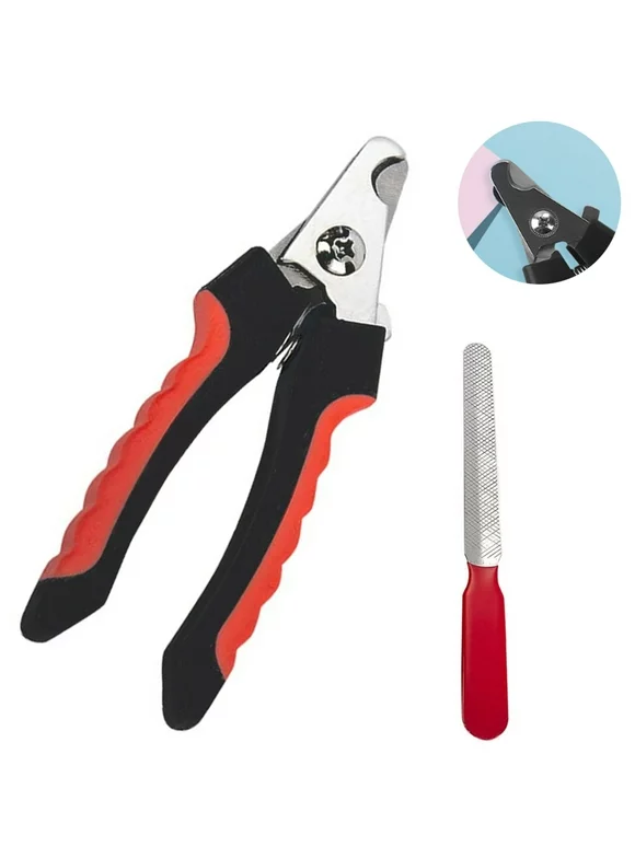 Dog Nail Clippers - with Safety Guard To Avoid Over-Cutting Nails and Free Nail File - Razor Sharp Blades -for Dog Cleaning and Beauty Red