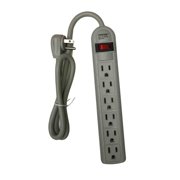 Wideskall 3 Feet 6 Outlets Built-in Safety Circuit Breaker Angle Plug AC Wall Power Strip ETL Listed (Beige)