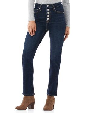 Free Assembly Women's Essential Slim Jeans with Exposed Button Front