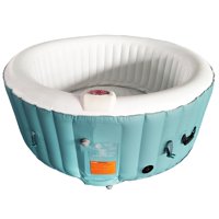ALEKO HTIR4GRW Round Inflatable Hot Tub Spa With Cover - 4 Person - 210 Gallon - Light Blue and White