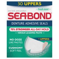 Sea Bond Secure Denture Adhesive Seals, For an All Day Strong Hold, 30 Fresh Mint Flavor Seals for Upper Dentures
