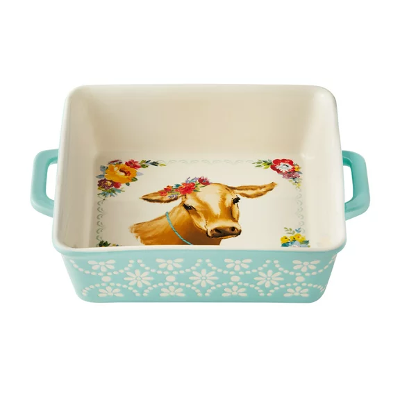 The Pioneer Woman Sweet Romance Cow 8x8 Square Ceramic Baking Dish, 1-Piece
