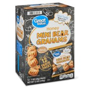 Great Value Honey Mini Bear Grahams, 12 oz, 12 Snack Packs